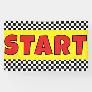 Lona Black and white Racing START Line Banner