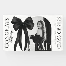Lona Black Bow Photo Graduation Banner