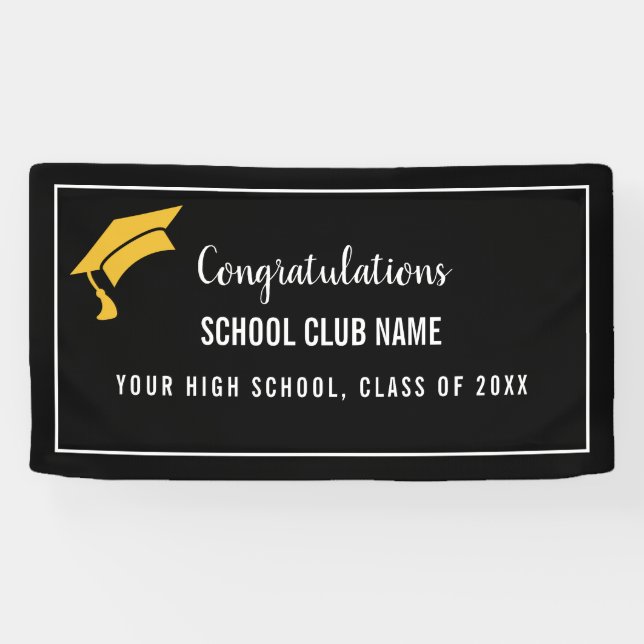 Lona Black Custom Club Graduation Banner (Horizontal)