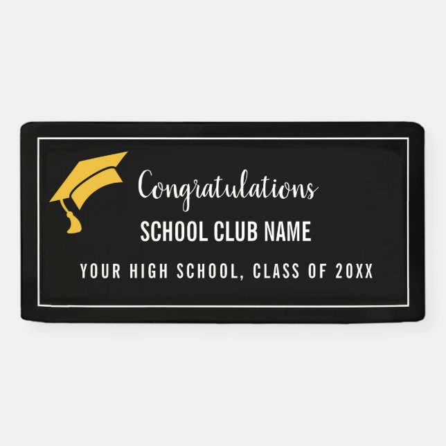 Lona Black Custom Club Graduation Banner (Horizontal)