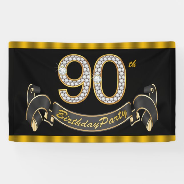 Lona Black Gold 90th Birthday Party (Horizontal)