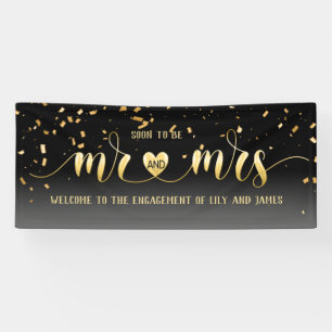 Lona Black Gold Mr. and Mrs Engagement Banner