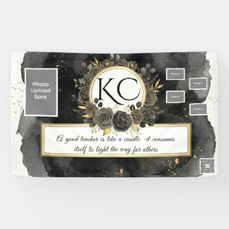 Lona Black Gold Teacher Appreciation Photo Banner