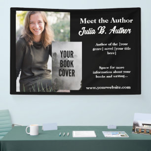 Lona Black Meet the Author Table Banner - Firma de libr