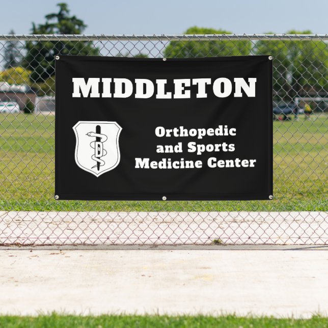 Lona Black Promotional Business Banner with Logo (in situ)