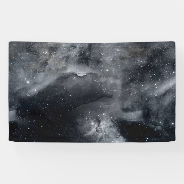 Lona Black White Galaxy Nebula Painting (Horizontal)