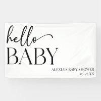 Black White Minimalista Hello Baby Baby Shower