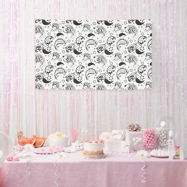 Lona Black & White Paisley Pattern –Elegant Textile Art (Fiesta)