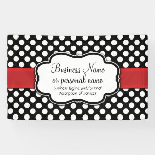 Lona Black White Red Polka Dot Retro Cute Consultor