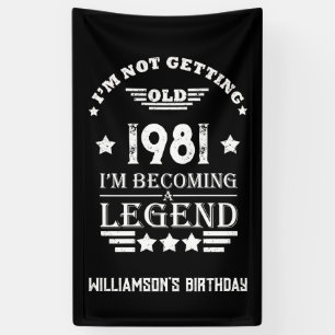 Lona Blanco negro de cumpleaños vintage personalizado