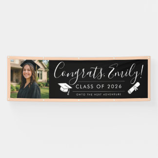 Lona BLK & ORANGE 2026 | Graduation Banner with Photo