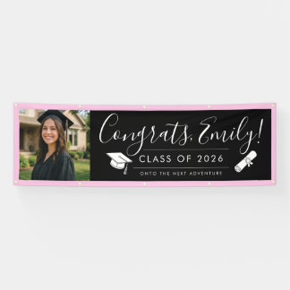 Lona BLK & PINK 2026 | Graduation Banner with Photo