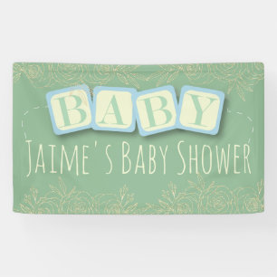Lona Bloques de bebé lindos para baby shower de niño