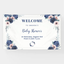 Blue Baby-Q Rosa Floral Pastel BBQ Baby Shower
