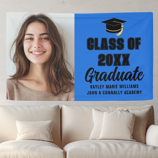 Lona Blue Black Graduate Foto Partido Moderno de Gradua (Subido por el creador)