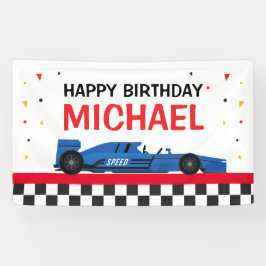 Lona Blue Car racing Happy Birthday backdrop