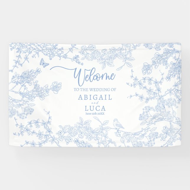 Lona Blue Chinoiserie Toile de Jouy Wedding (Horizontal)