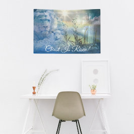 Lona Blue Christ Is Risen Cross Lion Lamb Easter