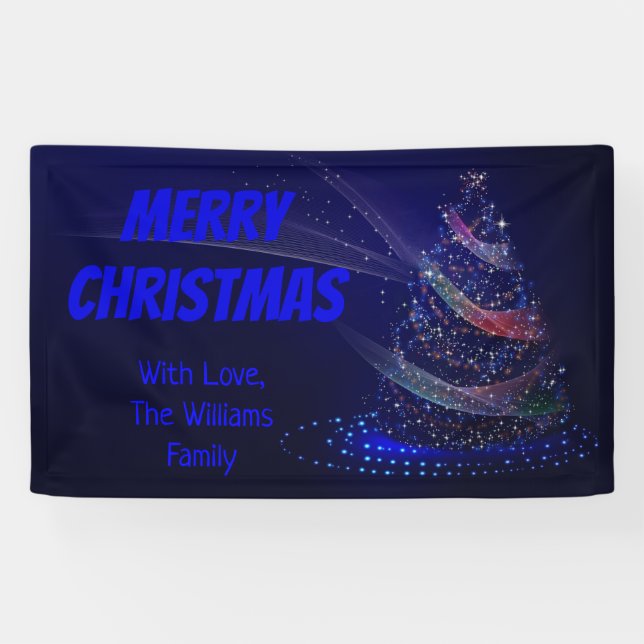 Lona Blue Christmas Stars String de luces elegantes (Horizontal)