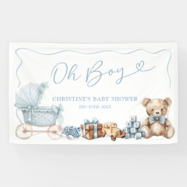 Lona Blue Coquette Carriage Baby Shower Large Banner