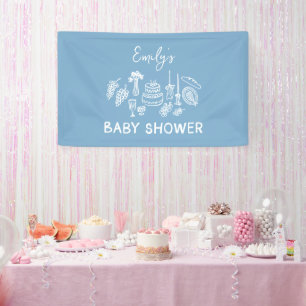 Lona Blue Coquette Modern Hand Drake Baby Shower