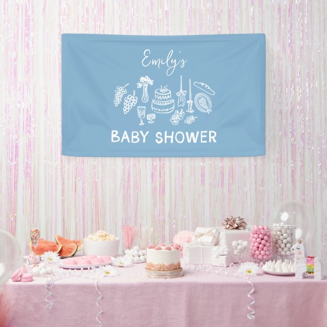 Lona Blue Coquette Modern Hand Drake Baby Shower (Fiesta)
