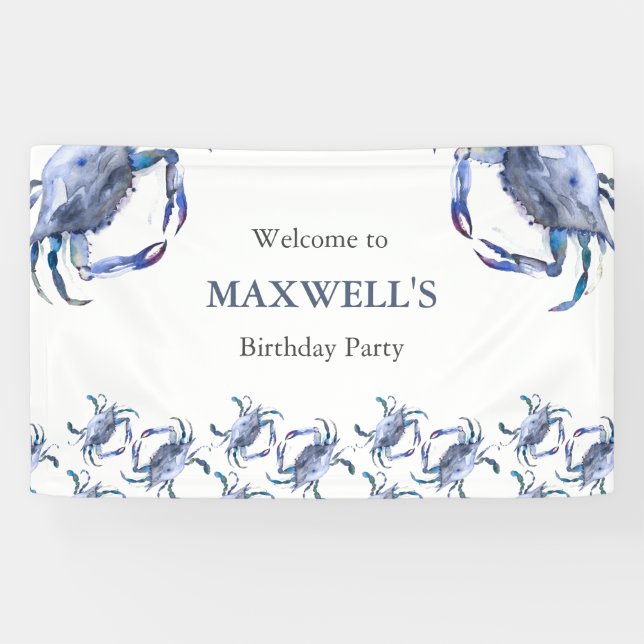 Lona Blue Crab Birthday Banner (Horizontal)