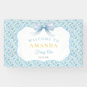 Lona Blue Daisy Flower Fancy ONE Chica Cumpleaños