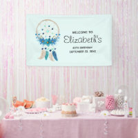 Blue Dreamcatcher Stylish Boho Design Cumpleaños