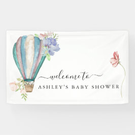 Lona Blue Floral Hot Air Balloon Baby Shower
