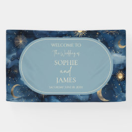 Lona Blue Gold Celestial Elegant Starry Sky Wedding