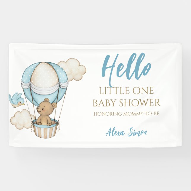 Lona Blue Gold Cute Baby Boy Shower (Horizontal)