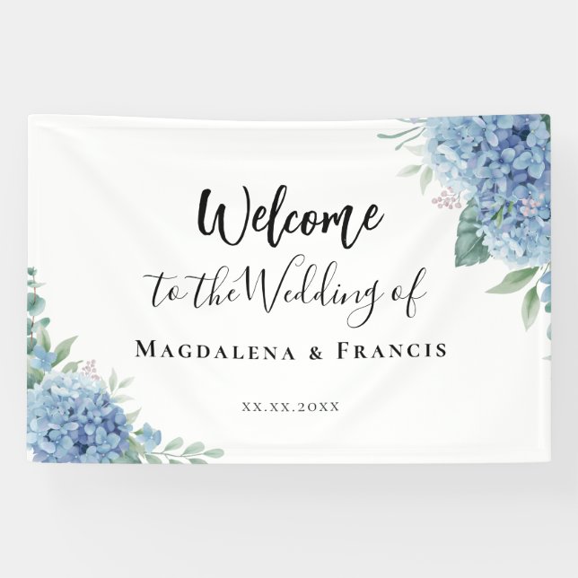 Lona Blue Hydrangea flowers wedding welcome (Horizontal)