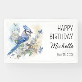 Lona Blue Jay Bird Flowers Springtime Birday Name