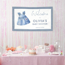 Lona Blue Jean Denim Gingham Girl Welcome Baby Shower 