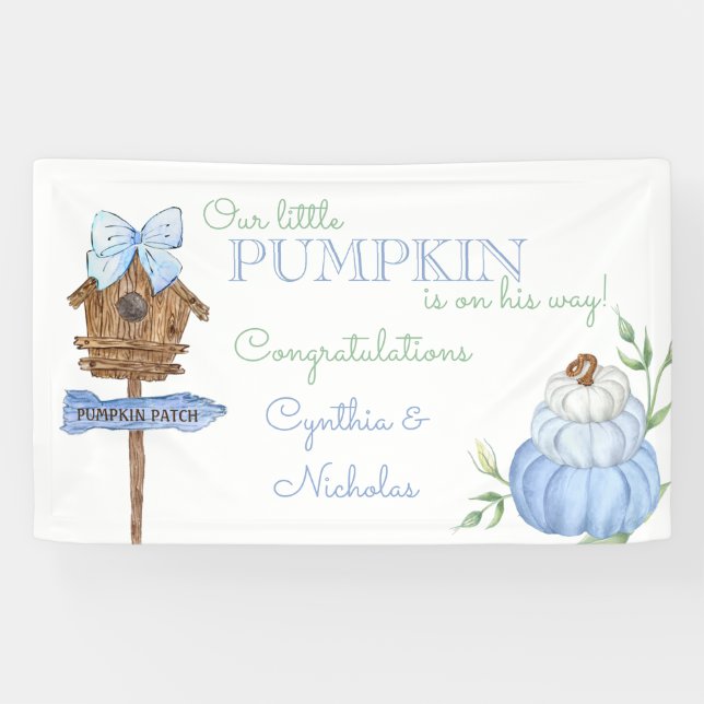 Lona Blue Little Pumpkin Patch Boy Baby Shower (Horizontal)