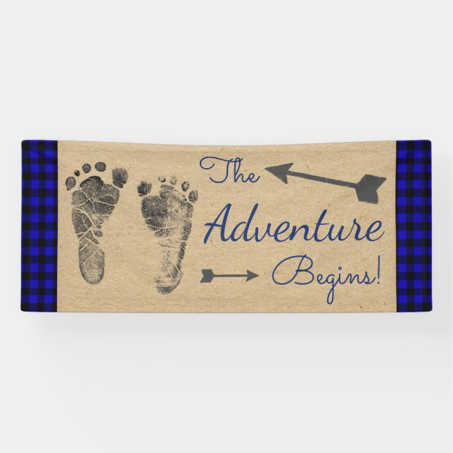 Lona Blue Lumberjack Buffalo Plaid Baby Shower (Horizontal)