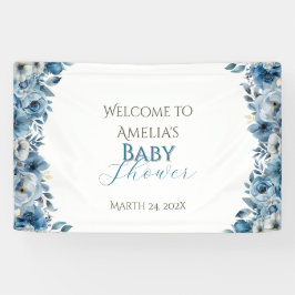Lona Blue Modern Floral Watercolor Baby Shower