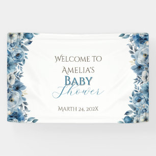 Lona Blue Modern Floral Watercolor Baby Shower