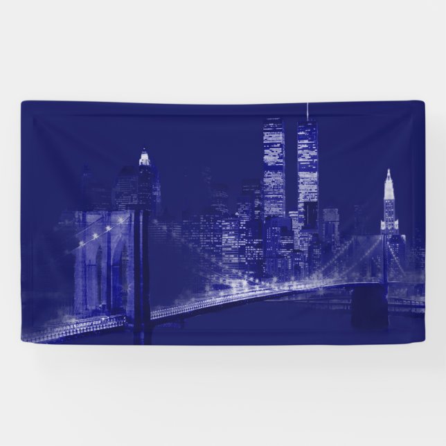 Lona Blue New York City Night Pop Art (Horizontal)