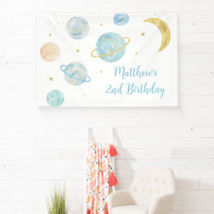 Lona Blue Pastel Two the Moon Space Birday