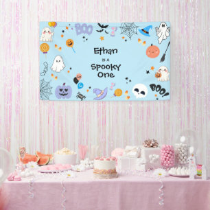 Lona Blue Spooky One Cute Ghost Halloween 1er cumpleaño