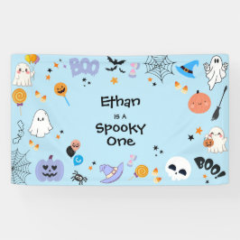Lona Blue Spooky One Cute Ghost Halloween 1er cumpleaño