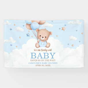 Lona Blue Teddy Bear Nubes Globo Baby Shower