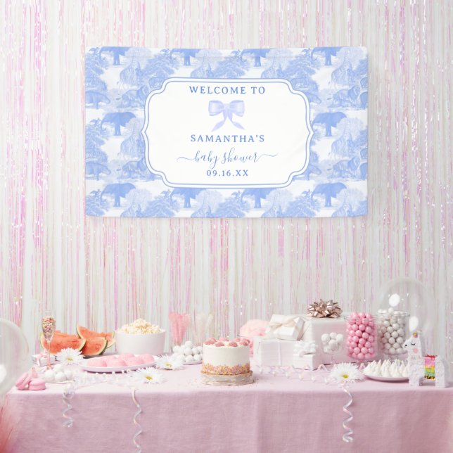 Lona Blue Toile Jungle Animales Safari Chinoiserie Baby (Fiesta)