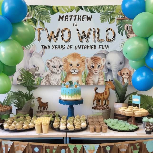 Lona Blue Two Wild Boy Safari fondo de 2º cumpleaños (Two Wild, Second BIrthday backdrop)
