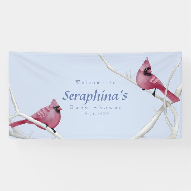 Lona Blue Watercolor Woodland Cardinals Baby Shower (Horizontal)