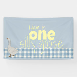 Lona Blue & White Plaid One Silly Goose