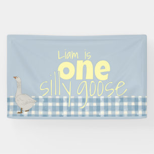Lona Blue & White Plaid One Silly Goose