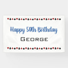 Blue with Card Suits Casino Tema Cumpleaños